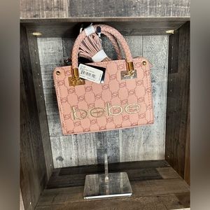 Bebe Bag Briella Small Satchel W/Strap Crossbody Mini LOGO PURSE -NEW (Blush)